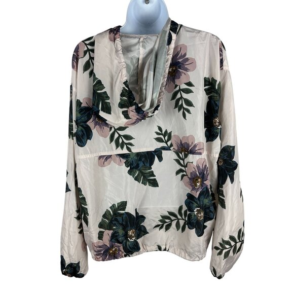 Floral Print Thread & Supply Hooded Pullover Jacket Medium Polyester Womens - Picture 4 of 9